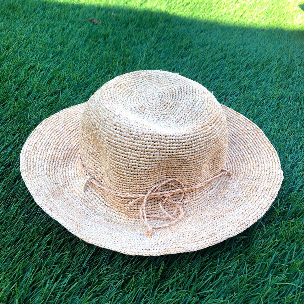 MUJI 100%Raffia palm hat size 56-57.5 CM